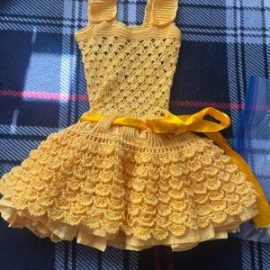 Yellow Crochet Kids Formal Dress